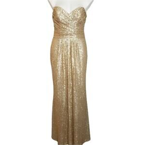 Sorella Vita Gold Sequin Strapless Gown